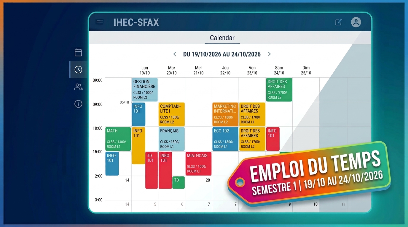 Emploi de temps S1 du 19/10/2026 au 24/10/2026
