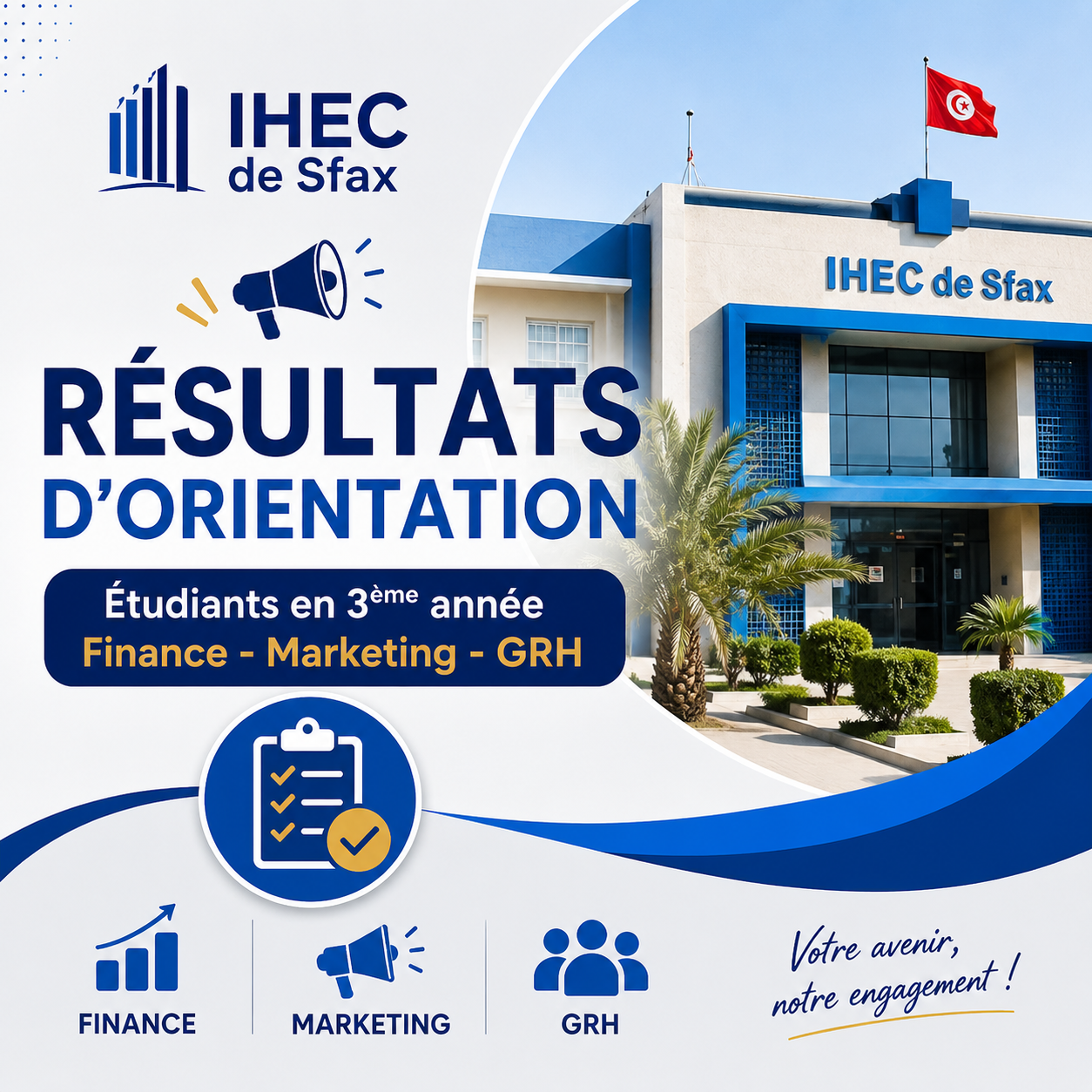 Orientation en 3ème année LSG (Finance, Marketing et GRH) – Listes des étudiants retenus